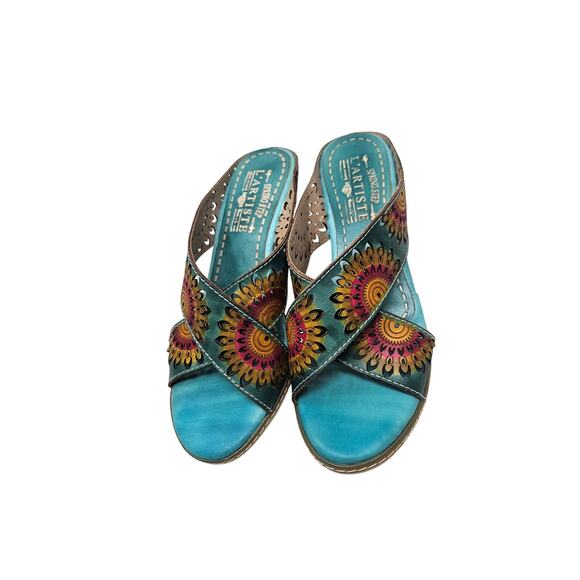 NEW L'Artiste Sping Step 39 Enticing Leather Slide Sandal Boho Comfort Coastal - Picture 4 of 4